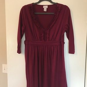Motherhood Maternity maroon long sleeve dress